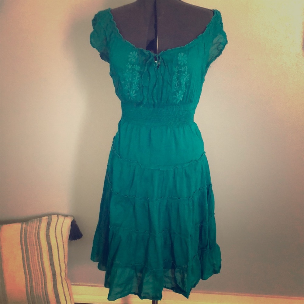 Boho turquoise dress